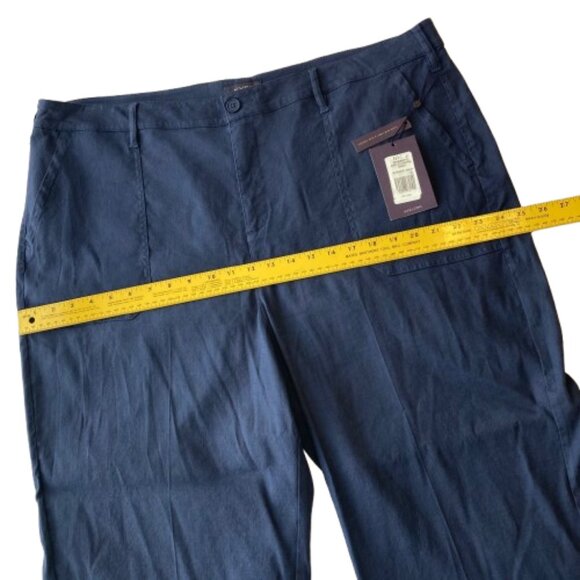 NYDJ Wide Leg Cargo Capri Pants Linen Blend Plus 18W Oxford Navy NWT - Picture 7 of 11